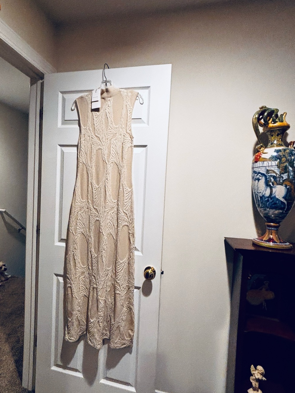 NWT Zara Ecru Textured Maxi Dress